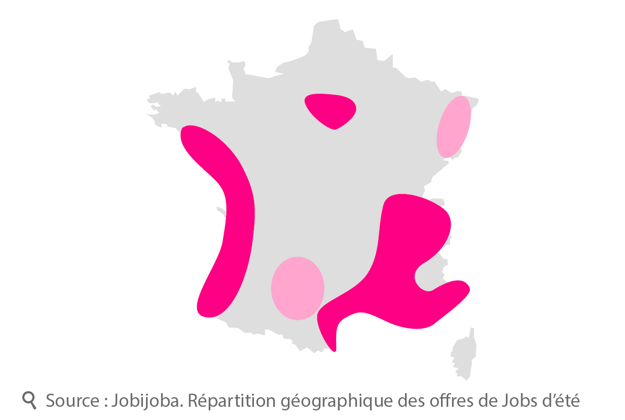 Répartition des offres de jobs d'été en France